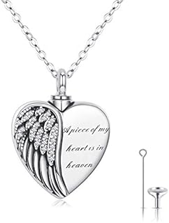 Ashes Jewellery 925 Sterling Silver Rose Gold Angel Wing Pendant Urn Necklaces for Ashes Keepsake Cremation Jewellery for Ashes Memory Gifts for Mum Dad Women Dog