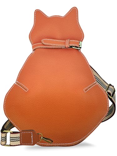 Farcauo Crossbody Bag für Damen Herren Katzen Umhängetasche Hellbraune Brusttasche Herren Damen Sling Bag Katzen Schultertasche Diebstahlsichere Tasche mit Gurt Shoulder Bag Chest Bag Women Men
