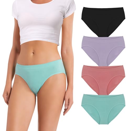 Culotte hipster sans couture noire et pastel - Lot de 4 pièces douces taille L