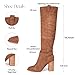 Erocalli Brown Knee-High Boots Suede Boots Fall Boot For Women Chunky Block High Heel Slouchy Boot Round Toe Side Zipper