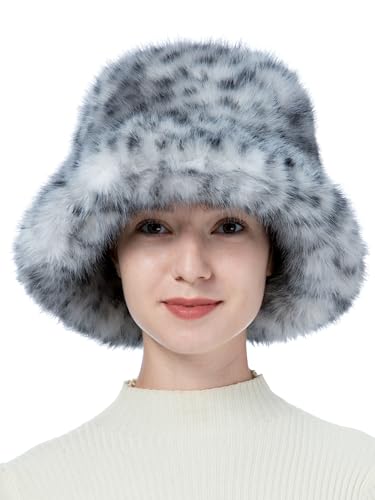 Sombrero tipo bucket de piel sintética con estampado de leopardo miniatura 6