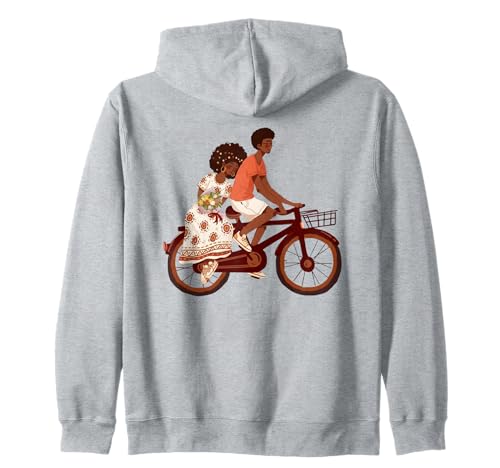 Dolce Africano Coppia Giro in Bicicletta Felpa con Cappuccio