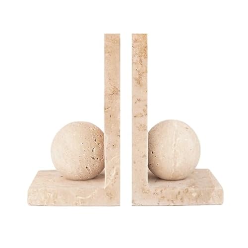 Radicaln Travertine Marble Bookends | Handmade Heavy Book Holders for Shelves, Desk & Home Library Décor | Durable Book Organizer for Book Lovers