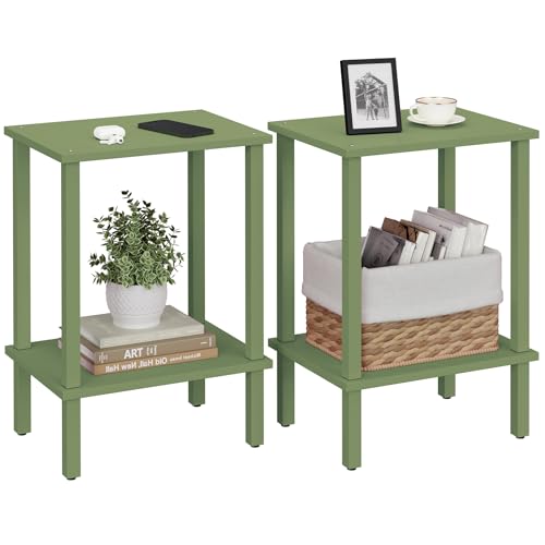 TUTOTAK End Table Set of 2 Side Table Nightstand 2-Tier Storage Shelf