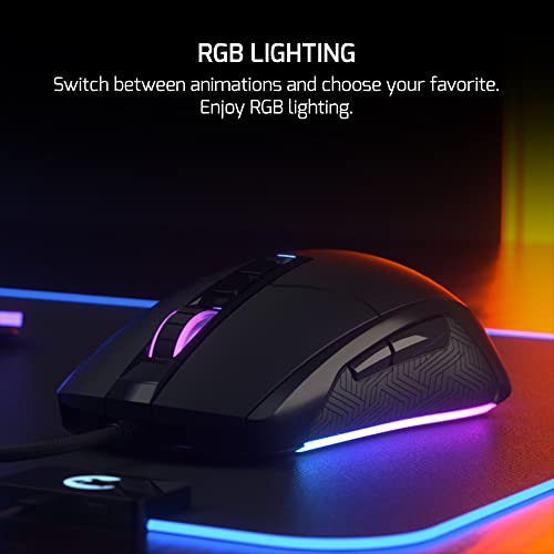 Gamepower Kyojin Rgb Wired Gaming Mouse, 6400 Dpi Optical Sensor, Programmable Buttons, Black #TOP6
