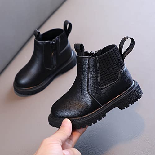 Kids Girls Ankle Bootie with Side Zipper Dress Boot Youth Toddler Waterproof Outdoor Fall Booties Leather Shoes2