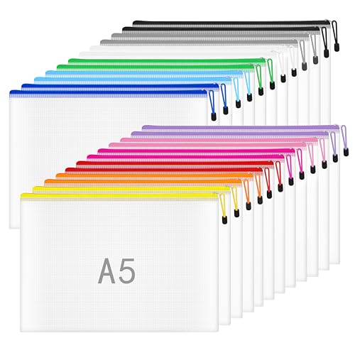 Plastic Wallets A5-24 Pcs Plastic Folders Docuent Wallets A5 Ziplock