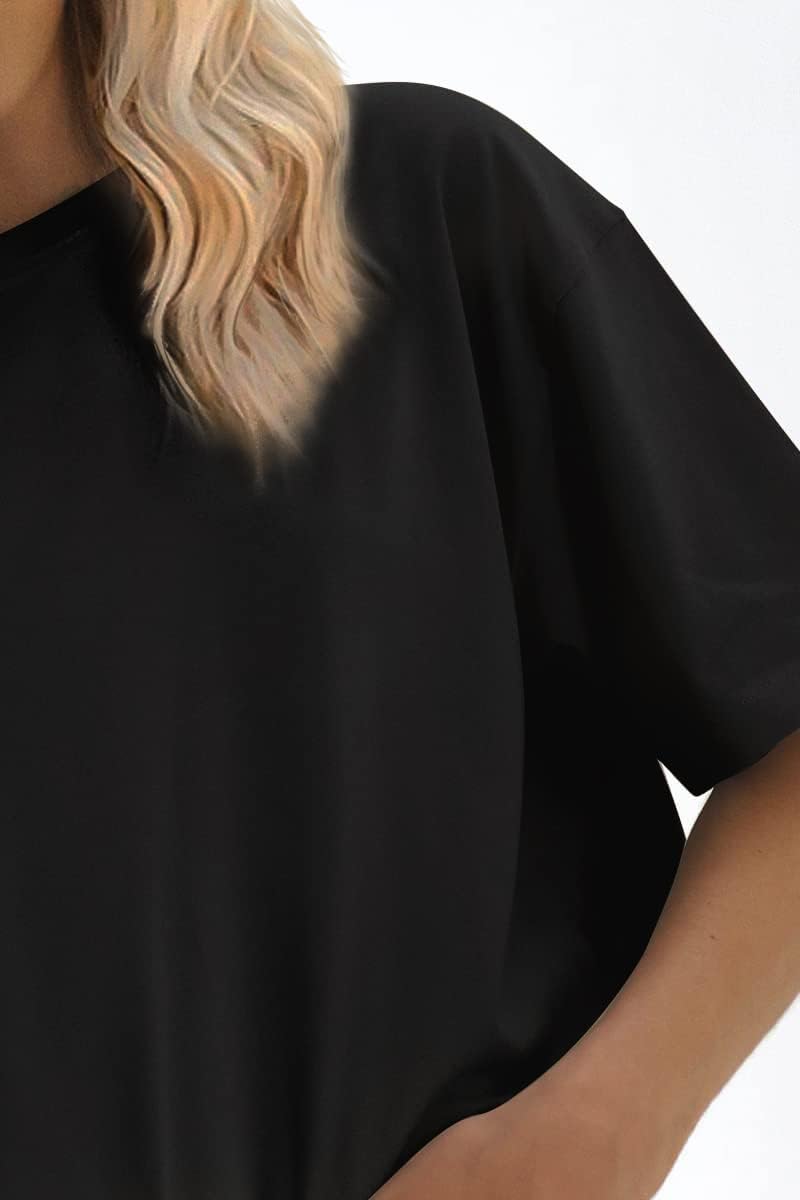 ATHMILE Womens Oversized T Shirts Loose Fit Crewneck Short Sleeve Tops Summer Casual Blouse 2023 Y2K Basic Tee Black - Image 5