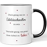 JUNIWORDS Tasse, Stark genug um ein Edelsteinhändler zu sein. Verrückt genug, um genau diese Arbeit zu lieben, Schwarz (6116601)