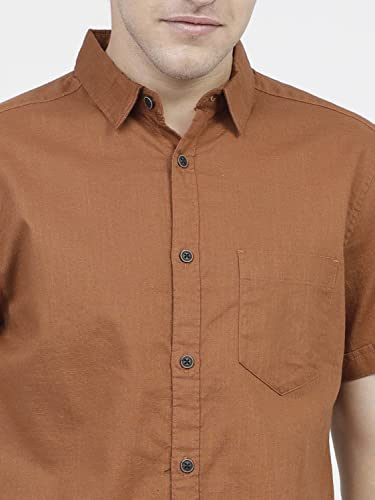 Image of Ketch Men's Cotton Slim Fit Solid Half Sleeve Shirt