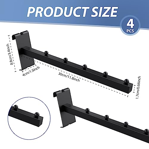 4 Pack Black Gridwall Clothes Hanger with 5 Balls - 12 Inch Rectangular Tube Display for Wire Grid and Grid Wall by Tcevily - Image 3