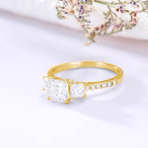1-1/3 ct.tw. Three-Stone Princess Cut Moissanite Engagement Ring for Women in 925 Sterling Silver/10k Gold/14k Gold/18k Gold, Free Personalized Engraving Name Ring4