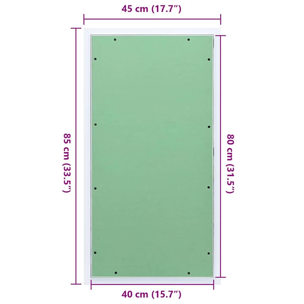 Zugangsklappe Grün Silber 45 x 85 cm aus Aluminium Gipskarton für Innen- und Außenbereich, langlebige Wandabdeckung, einfache Montage, feuerfest, isolierend, wasserdicht, für Wartung