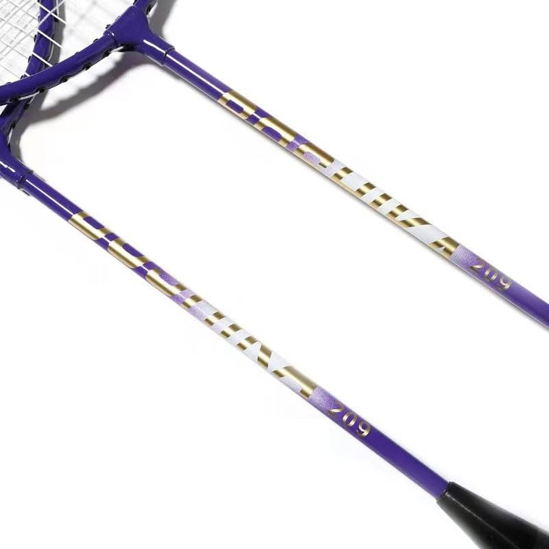 Badminton Racket with Racket Bag Iron Alloy Primary Training Racket(Purple)