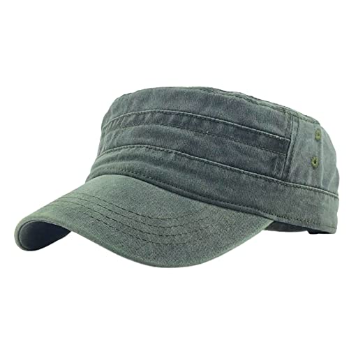 Mosichi Chapéu masculino leve vintage Cadet Hat Flat Top para caminhadas, Verde militar, Small