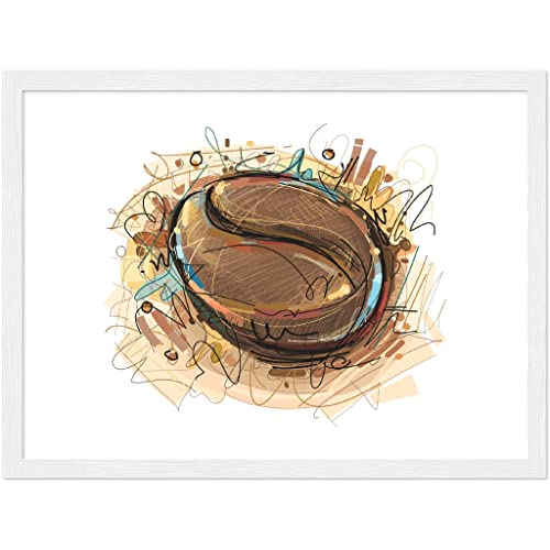 Cadre grain de café 30x40 cm - Décoration murale blanche pour cuisine