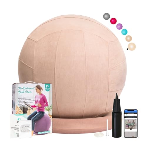 ENOVI ProBalanceΩ Yoga Ball Chair, Exercise Ball with Slipcover and Base for Office and Home, Birthing and Pregnancy, 75cm, WF
