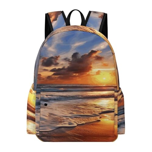 Beach Sunrise Printed Backpack Water-Resistant Pack Stylish Bag Lightweight Travel Backpack