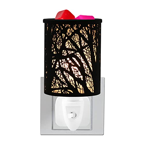 Electric Wax Melts Burners Plug In Candle Wax Warmer, Glass Oil Burner With Spare Bulb, Fragrance Lamp For Home Office Bedroom Living Room Gifts&Decoration (Tree Black)