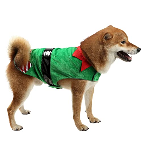 Disfraz de duende navideño para perro con gorro S miniatura 3