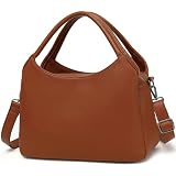 KOGTLA Women's Large Pebbled Leather Purses with Satchel Strap, Ladies Vegan Leather Tote Handbags, Hobo Shoulder Bags Brown
