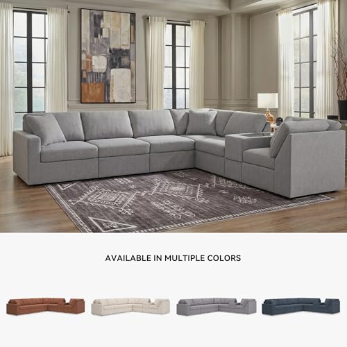 Image of Signature Design by Ashley 7 Piece Modular Sectional with Console, Granite