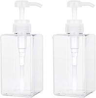 JiatuA Refillable Clear Plastic Pump Bottles, 15oz Empty Lotion Soap Dispensers for Shampoo Body Wash, Leak-Proof 2 Pack