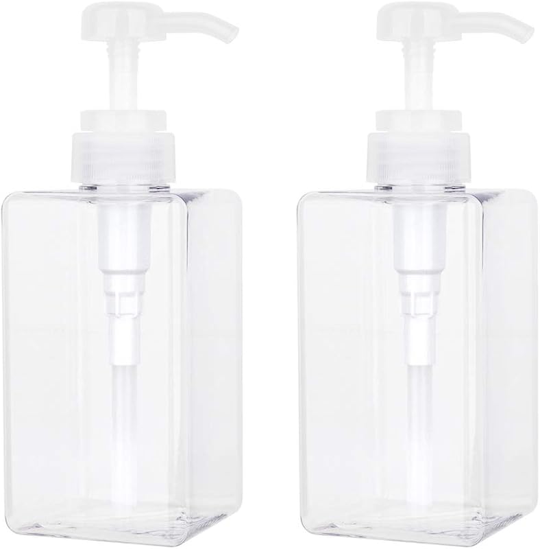 JiatuA Frasco com Bomba Recarregável para Loção e Sabonete Transparente, 450 mL, Pacote com 2
