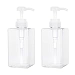 Pump Bottle, Refillable Plastic Empty Lotion Soap Dispenser Liquid Container for Bathroom Shampoo and Body Wash, 15oz/450ml Clear 2 Pack