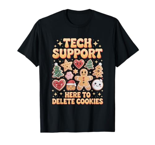 Tech Support Here to Delete Cookies Funny Christmas IT Mens T-Shirt