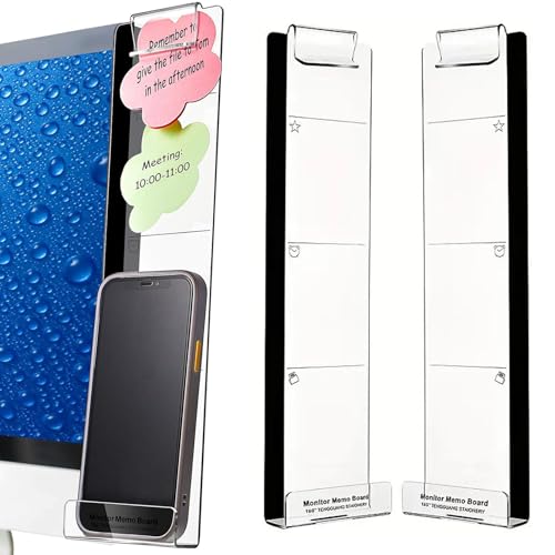 ZYEKIU 2 Piezas Escritorio de Oficina, Accesorios Escritorio con Soporte para Teléfono Móvil, Oficina Accesorios Acrílico, Tablón de Mensajes de Ordenador para Cuarto de Trabajo Armarios Frigorífico