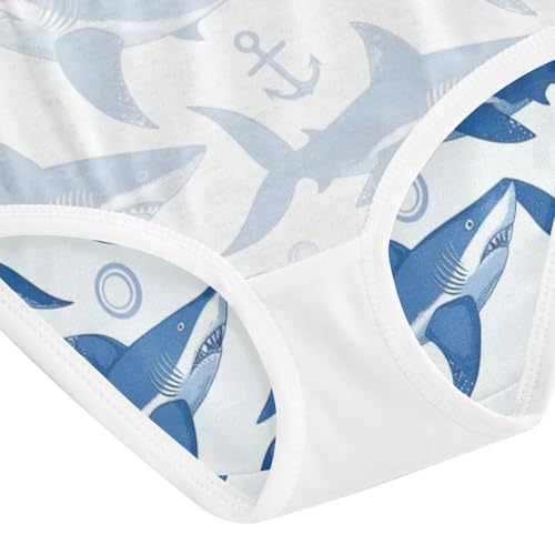Wusikd Blue Shark Girls' Underwear Cotton White Anchor Girls Briefs Soft Toddler Underwear 2T4