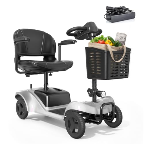 Image of 4 Wheel Mobility Scooter, Electric Scooter with Seat,Lightweight Mobility Scooter with Removable Battery. 6 MPH High Speed 265 lbs Capacity, Foldable Design (Purple)