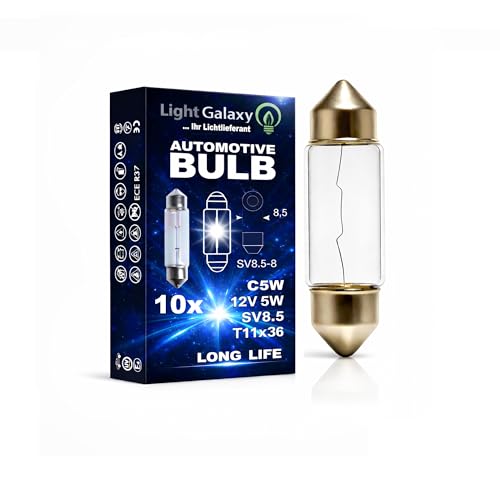 Light Galaxy ... Ihr Lichtlieferant Soffitte 36mm C5W 12V 5W SV8.5 für Auto Anhänger Innenraum Kennzeichen Kofferraum Beleuchtung – 10er Set
