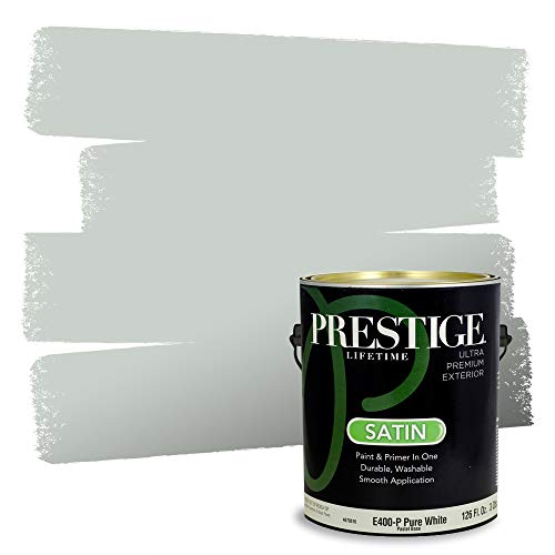 PRESTIGE Paints Exterior Paint and Primer In One, 1-Gallon, Satin, Comparable Match of Benjamin Moore* Arctic Gray*