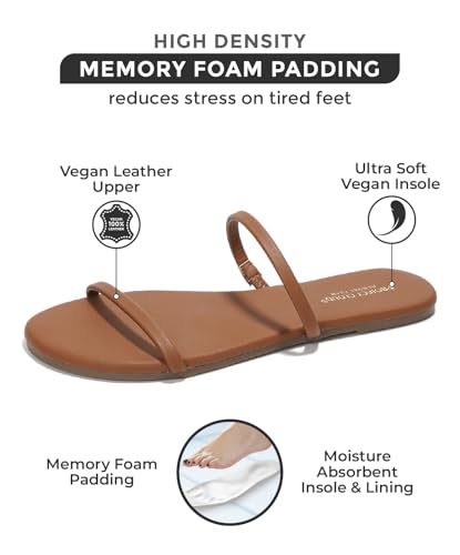 Project Cloud Summer Sandals for Women 2025 - Memory Foam Insole and Vegan Leather Beach Flip Flops for Women - Non Slip and Lightweight Double Strap Womens Sandals(Transition,CHOC, 8)2