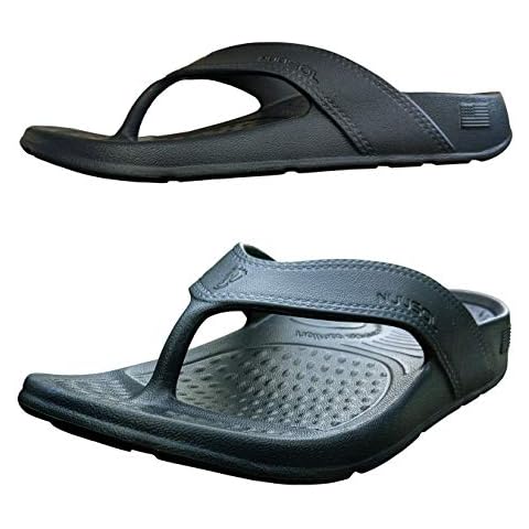 NUUSOL Unisex Cascade Flip Flop, Lightweight EVASOL Foam Footwear, Eclipse Black, 14 Women/13 Men Cover