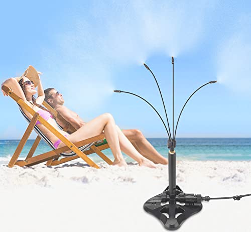 Updated Standing Misters For Outside Patio, [26.2Ft (8M) Stand Misting Line+6 Brass Nozzles] Portable Misting System For Cooling Outdoor, For Bbq Camping Pool Tanning Kids Water Playing Pet Cooling. #TOP1