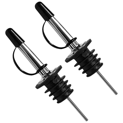 2Pcs Speed Pourers Oil Pourer Bottle Pourers for Spirits Stainless Steel Silicone Stopper Oil Pourer Spout Olive Oil Pourer Spirit Pourers Bottle Pourers Oil Bottle Pourers Bar Bartender Accessories