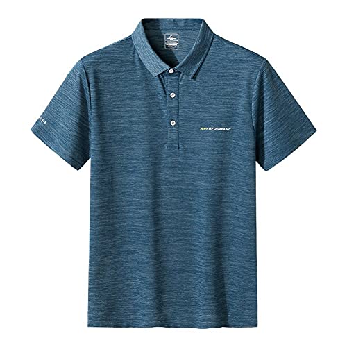 GXRGXR Polos Grandes Tailles pour Hommes - Polo D'Été À Manches Courtes Et À Séchage Rapide - T-Shirt Décontracté Et Respirant avec Bouton À Revers Tops De Golf Surdimensionnés,Bleu,XXL Cover