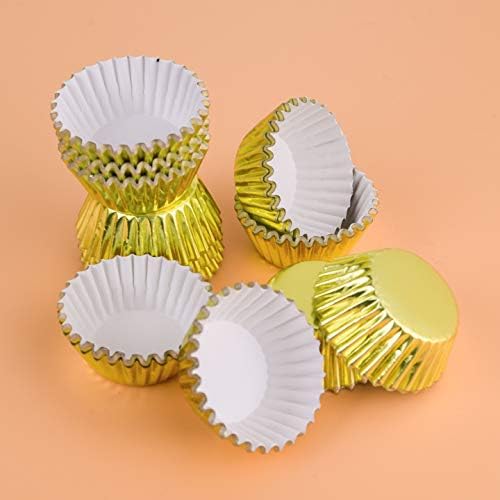 TUPARKA 500 Pcs Gold Mini Metallic Foil Cupcake Liners Baking Muffin Paper Cups Cases, Bottom 3.2cm Dia