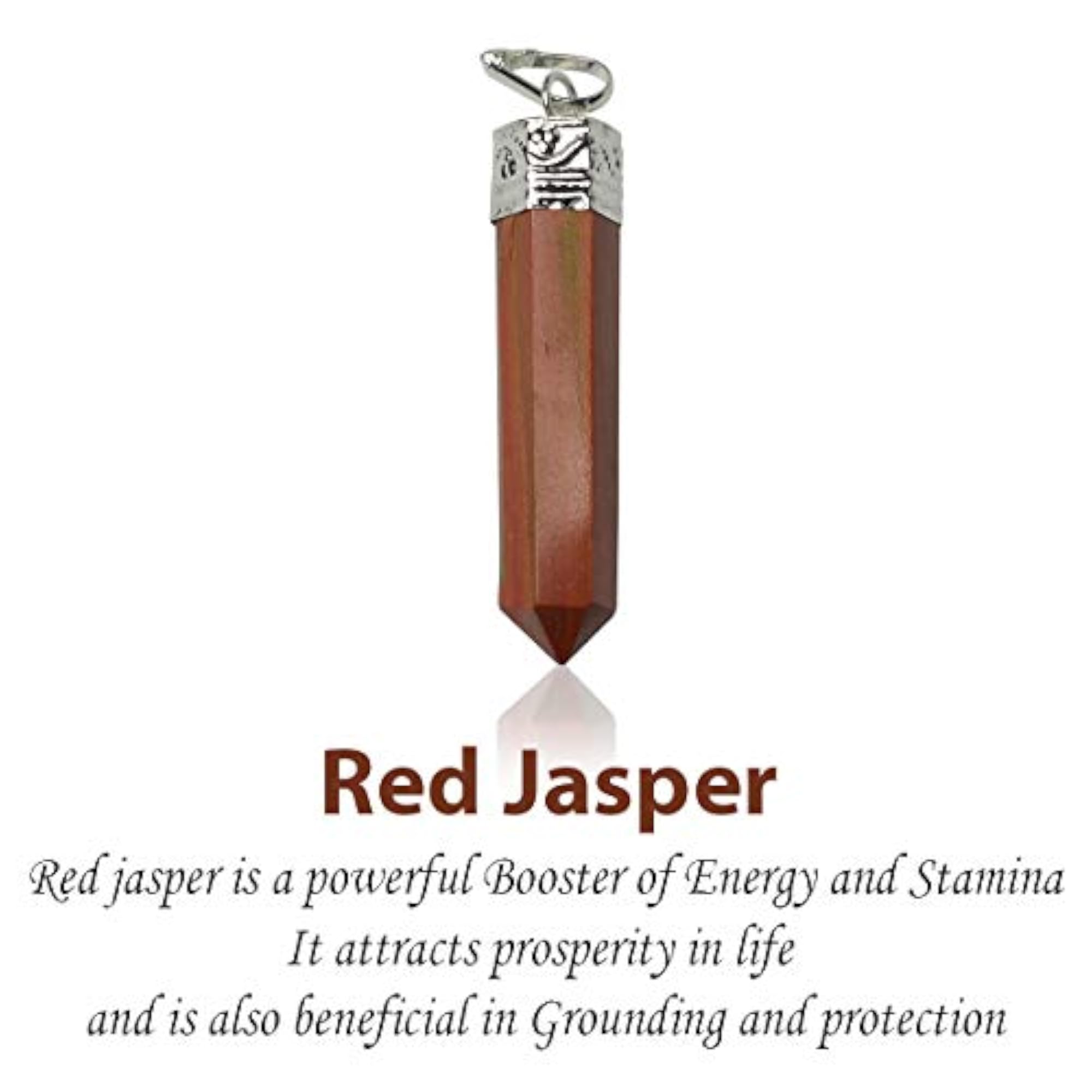 Natural Red Jasper Pencil Shape Pendant with Chain