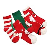 KOMBIUDA 5 Pares Calcetines Navideños para Algodón Diseño de Dibujos Animados Medias de Invierno Cómodas y Resistentes para Colgar Navidad