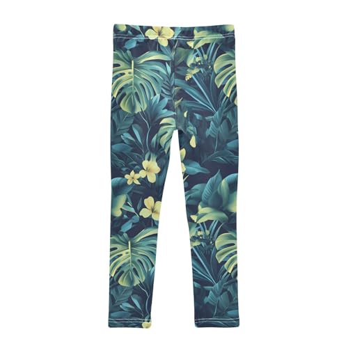 Green Monstera Leaves Girls Leggings Soft Stretch Workout Yoga Dance Pants for Kids Casual Tights2
