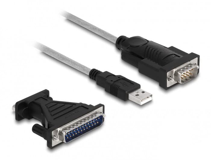 Delock Adaptateur USB 2.0 Type-A vers 1 x Série RS-232 D-Sub 9 + Adaptateur D-Sub 25