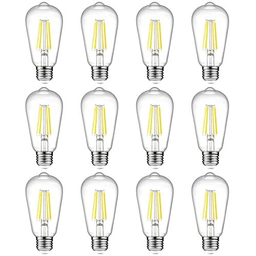 Ascher 12-Pack Vintage LED Edison Light Bulb 60W Equivalent, Decorative Antique Filament Light Bulbs with 80+ CRI, Daylight White 4000K, 700 Lumens, E26 Base, Non-Dimmable Ascher 12-Pack Vintage LED Edison Light Bulb 60W Equivalent, Decorative Antique Filament Light Bulbs with 80+ CRI, Daylight White 4000K, 700 Lumens, E26 Base, Non-Dimmable