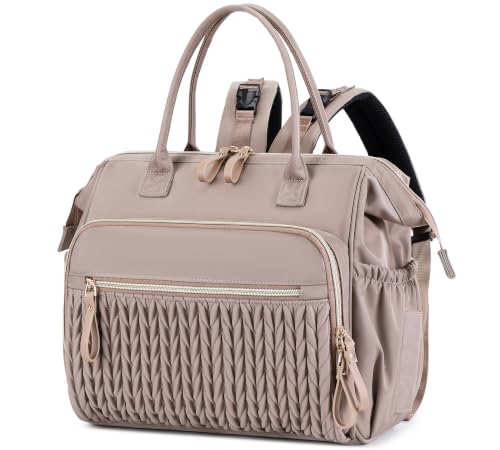 Image of Large Diaper Bag Tote (Beige-1, Large-20L) | 14 Pockets, Convertible, Stroller Clips, 3 Insulated Pockets, Water-resistant