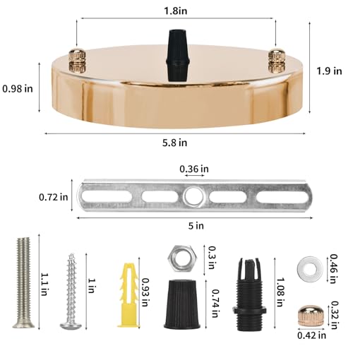 Image of Sangle Sopffy Pendant Light Canopy Kit, 5.8 Inches Ceiling Lighting Canopy Kit with All Mounting Hardware Modern Chandelier Ceiling Plate Cover for Pendant Lighting Fixtures (French Gold, 5.8 inch)