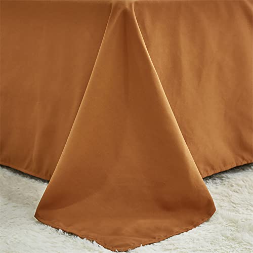 Karever Pumpkin Color Bed Sheet Set Autumn Orange 4 Pieces Bedding Sheet Set 1 Fitted Sheet 1 Flat Sheet With 2 Pillowcases Queen Size Women Men Bed Caramel Sheet Sets #TOP5