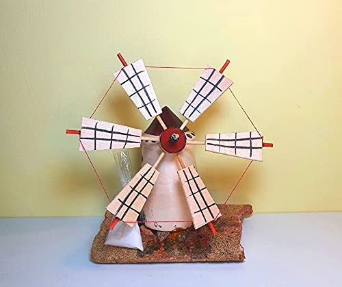Moulin à vent en terre cuite décoratif sur plaque, objet fait main pour extérieur